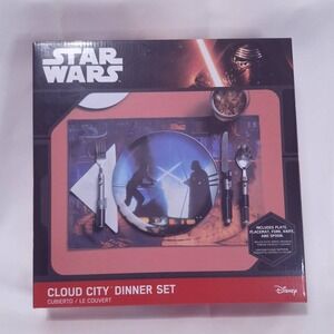 Disney Star Wars Cloud City Dinner 5pc Set Plate Placemat Fork Knife Spoon - NIB